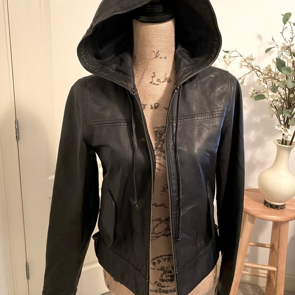 Leather Hooded Jacket - Picture 2 of 3